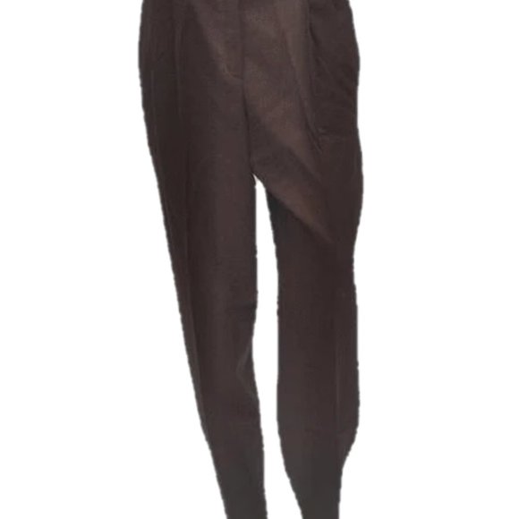 Escada Pants - Escada Brown Pleated Dress Pants